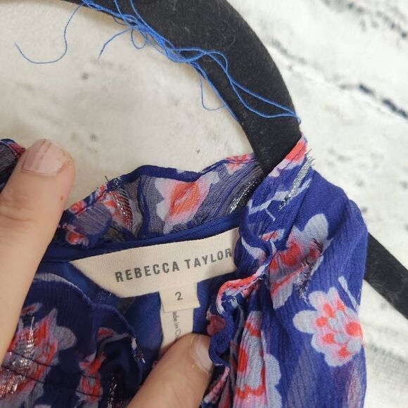 Rebecca Taylor Sleeveless Flowy Blouse Womens Size 2 Mock Neck Silk Top Lined - Picture 13 of 14